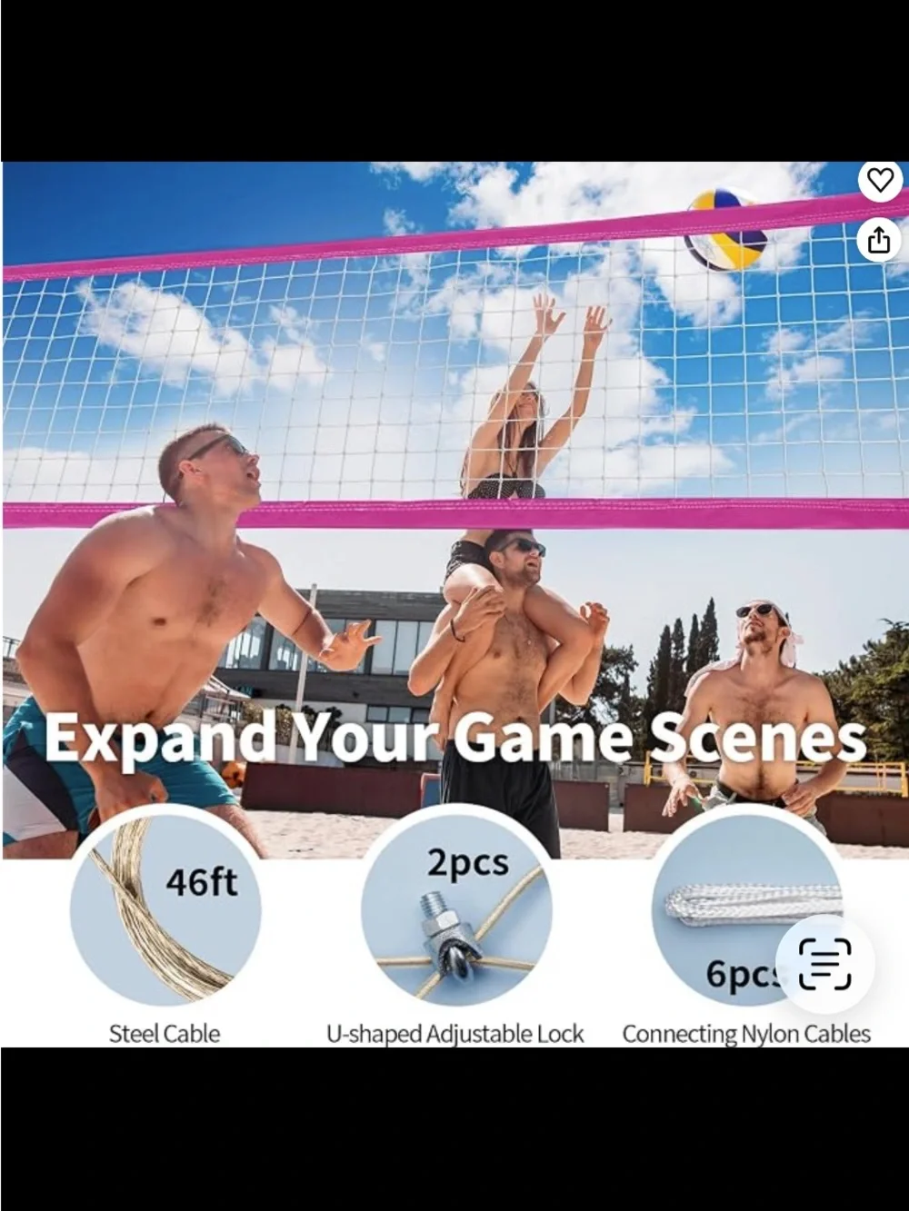 32x3 FT Pink Volleyball Net with Hardware Kit - Party & Recreation